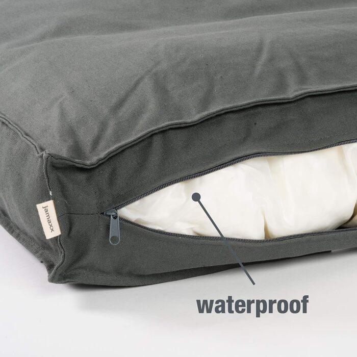 JAMAXX Преміум подушка для собак - ортопедична, з пінополіуретановими гранулами, знімний водонепроникний чохол, собаче ліжко з канвас-чохлом PDB1007 (S) 65x50 сірий, розмір L 65 x 50 x 30 см сірий