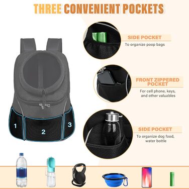 Сумка-переноска для собак YUDODO, переноска для тварин, чорна, для маленьких собак, котів, кроликів (M, 2,3–4,5 кг)