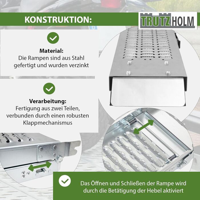 Рампа для навантаження TRUTZHOLM, 189 см, 200 кг, сталь, сіра, з рифленням