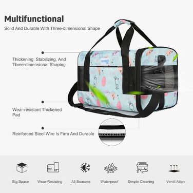 PETCUTE Транспортна сумка для котів та собак, складана переноска для тварин, з регульованим плечовим ременем, схвалена авіакомпаніями, дихаюча, знімний килимок, небесно-блакитний (M, світло-блакитний)