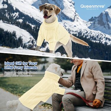 Теплий в'язаний пуловер для собак маленьких порід Queenmore (S, слонова кістка)