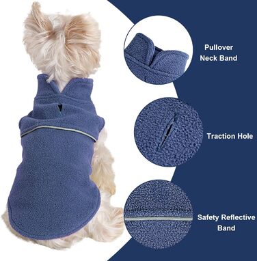 Тепла флісова жилетка для собак, пухнастий теплий пуловер для цуценят, розмір XXS, блакитний