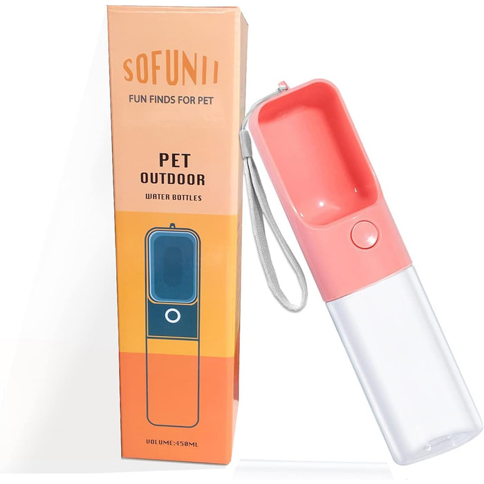 Водяна пляшка для собак MICHETT True Love Sofunii, 425 мл, рожева - витокозахисна, BPA-free, для прогулянок
