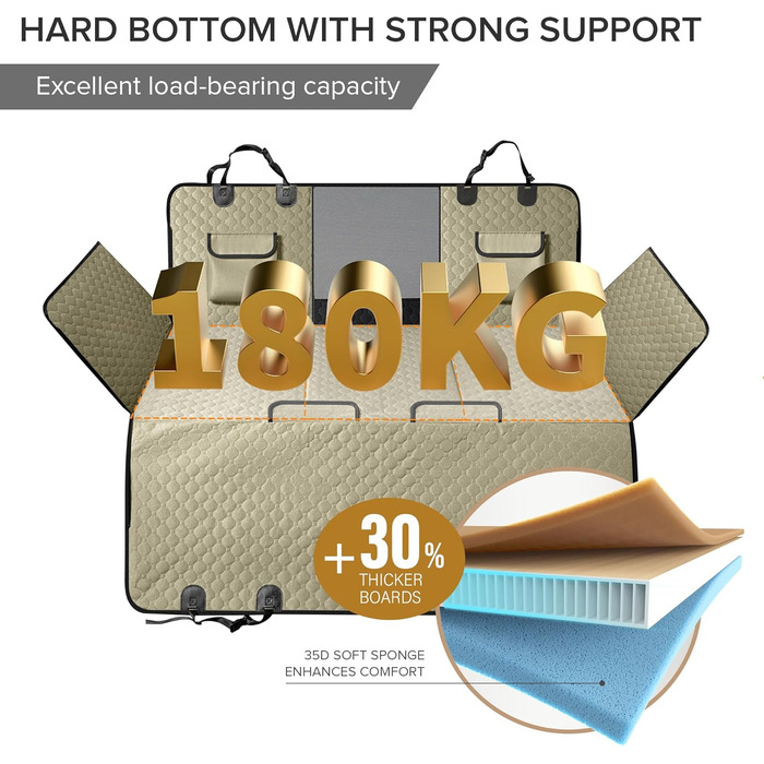 Подовжувач для заднього сидіння вантажівки XL для собак, жорстка підставка, чохол на сидіння для собак в авто, міцна гамак для собак в авто, водонепроникні чохли для тварин у вантажівки, F150, Ram1500 та великі SUV, сірий колір для вантажівок