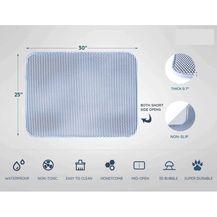 Килимок для котячого туалету KA®, великі коти, водонепроникний, EVA, PVC, двошаровий, для дому, балкону, вітальні