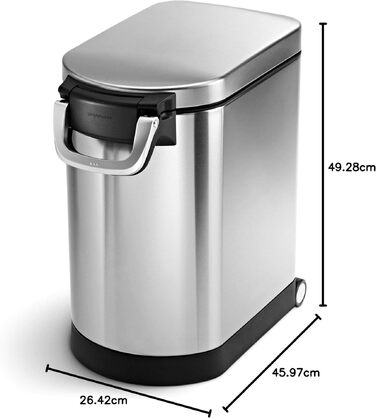 Контейнер для кормів для тварин simplehuman 25 л, відбитки пальців не залишаються, матова нержавіюча сталь