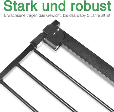 Захист для сходів та дверей: сітка-загородка без свердління, 105-115 см. Ідеально для собак та дітей. Двозамкове закриття, автоматичне закриття, відкривання однією рукою, фіксація 90°, білий колір.