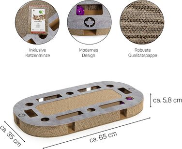 PlayPlate Katzenspielplatz - ігровий майданчик для котів CanadianCat, 65x35x5.8 см, з інтегрованою картонною поверхнею для дряпання, в бетоні, ігровий коврик