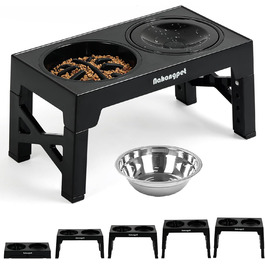 Набір мисок для собак NAHANGPET 3-в-1: повільне годування, регульована висота, антиковзаючі, чорні. Підходять для собак різних розмірів.