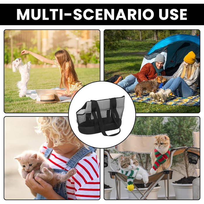 Транспортна сумка для котів та собак до 5 кг: дихаюча переноска з пряжкою, портативна сумка для маленьких тварин, чорна
