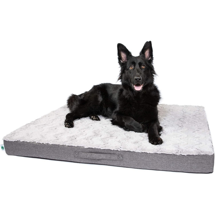 Ортопедичний килимок для собак CopcoPet Lucky Hundematratze: ковзний, миючий, з м'якого штучного хутра, 100 x 80 x 10 см, сірий