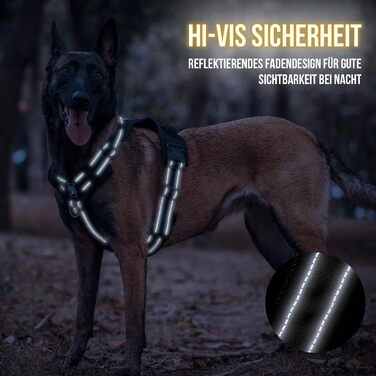 Шлейка для собак OneTigris Diesel, тактична, чорна, розмір L, м'яка підкладка, з ручкою та 3 D-кільцями, для середніх та великих собак