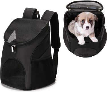 Рюкзак для собак і котів, переноска для тварин, рюкзак для собак до 4 кг, чорний (для подорожей, піших прогулянок, кемпінгу)