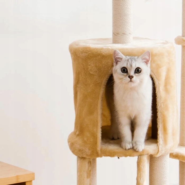 Багатоярусний високий когтеточка-комплекс для котів WERDANO PETS, 138 см, бежевий
