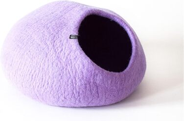 Преміум котяча печера LucyBalu® з фетру | Натуральне котяче ліжко з 100% пухкої вовни | Фетрова печера для котів ручної роботи в Непалі | Затишна печера для котів | 45x45x28 см | Білий (фіолетовий)