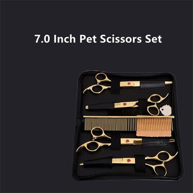 Набір професійних ножиць для грумінгу собак та котів, нержавіюча сталь, з гребінцем