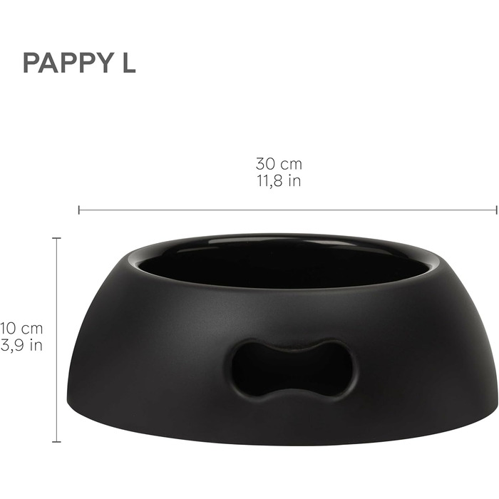Миска для собак United Pets Pappy 2200 мл, еко, чорна, Італія