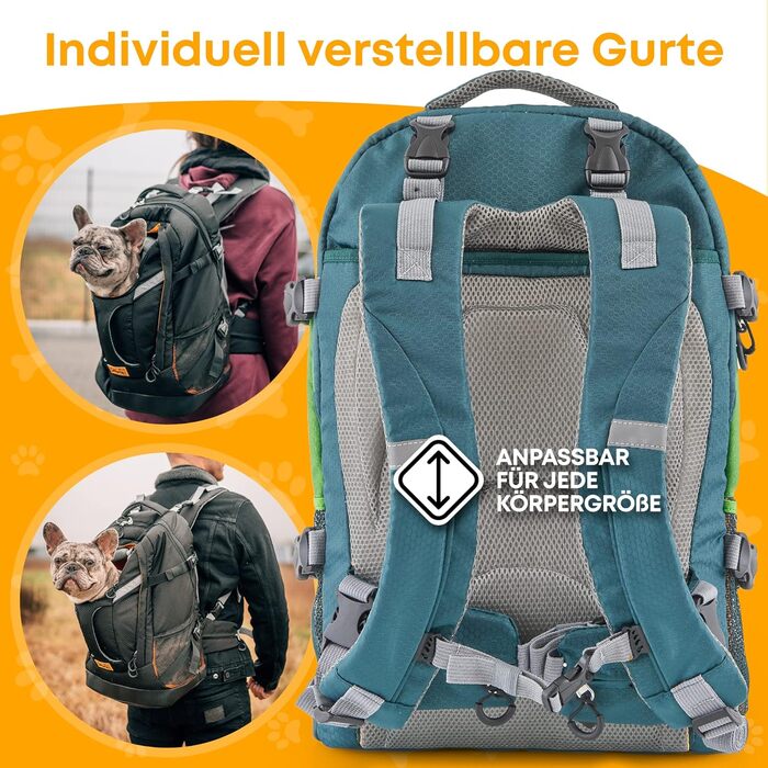 Швейцарський рюкзак для собак Schleppo до 7 кг | Рюкзак для собак | Дихаючий водонепроникний рюкзак для походів та міста (Зелений, універсальний розмір)