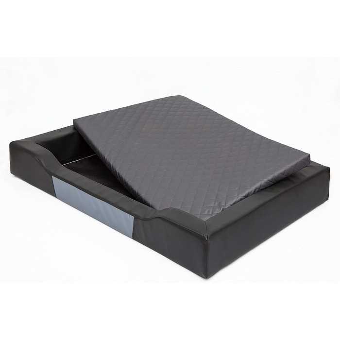 Крісло-лежанка для собак XL, 93x62 см, чорний Eco-шкіра, з м'яким матрацом