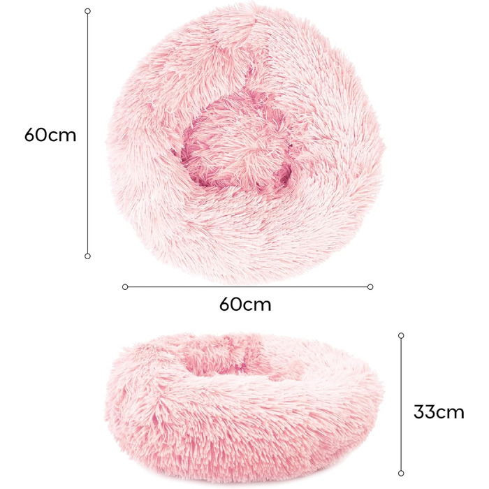 М'яке ліжко для собак та котів Donut 60 см - рожеве, для маленьких та середніх порід