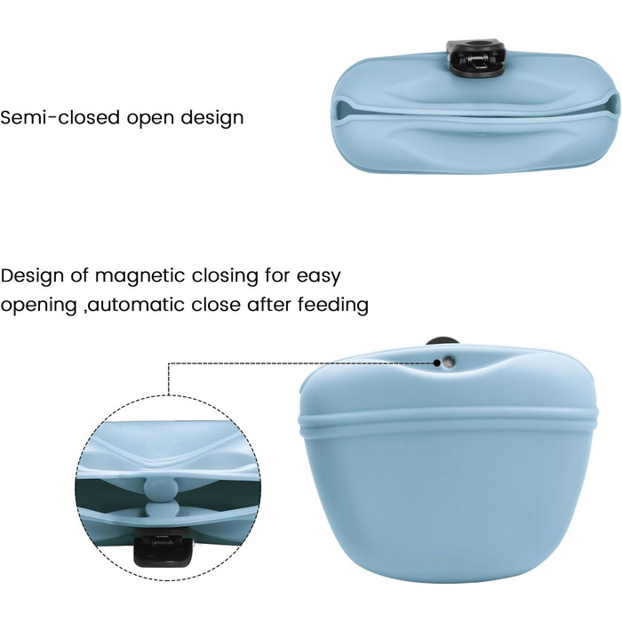 Сумка для корму для собак AUDWUD з силікону, портативний контейнер для тренувань з кліпсою та магнітною застібкою (1 шт, Шiefer)