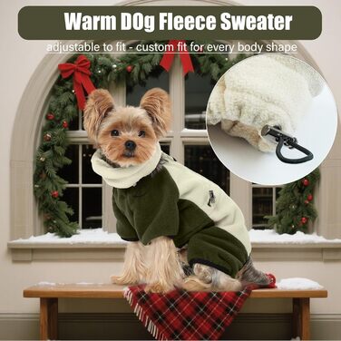 Зимовий теплий одяг для маленьких собак, куртка з ніжним флісом та капюшоном, Onesie (Абрикосовий зелений, S)