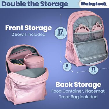 Rubyloo Оригінальний рюкзак для собак Doggy Bag – рюкзак для собак з відділенням для ноутбука, 2 BPA-вільні миски, контейнер для корму, серветка, кишеня для ласощів – сумка-рюкзак для собак та їх власників