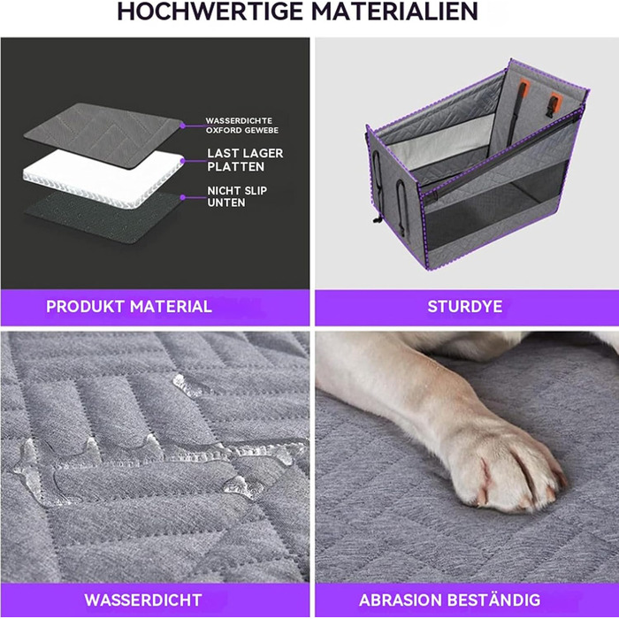 Автокрісло для собак великих порід до 50 кг, чорне, 56x56 см. Стабільне, вологостійке, неслизьке