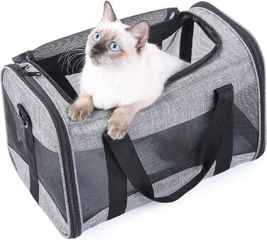 Транспортна переноска для котів та собак, складана, з м'якою підстилкою та плечовим ременем
