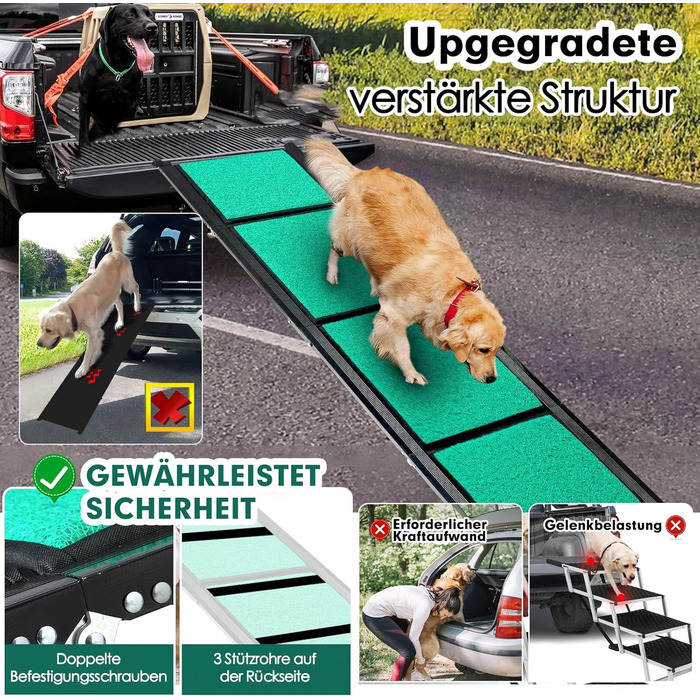 Рампа для собак у машину, складана, 180 см, антиковзаюча поверхня, для великих собак (до 100 кг), SUV та позашляховиків
