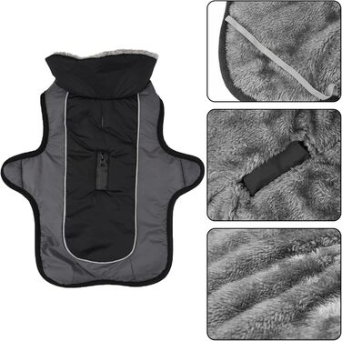 Водонепроникний теплий зимовий одяг для собак | Зимова куртка для собак з регульованими ремінцями, з флісовою підкладкою, чорного кольору
