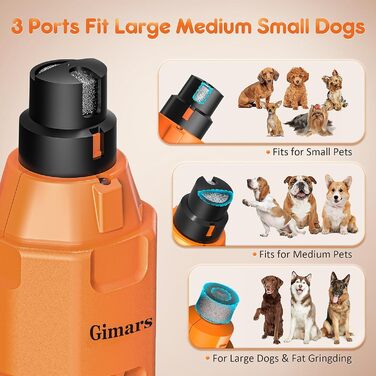 Шліфувальник для собак та котів Gimars з 6 режимами, LED-підсвічуванням, USB-зарядкою та регулюванням швидкості (12000 об/хв)