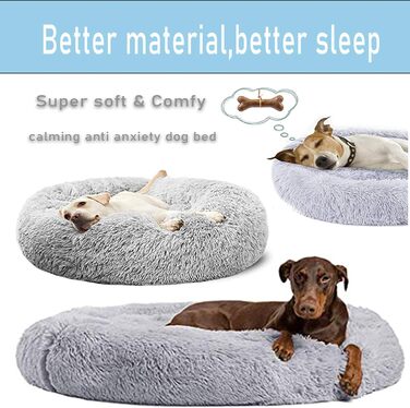 Крісло-лежанка для собак HANHAN у вигляді пончика, XXL, ортопедичне, м'яке, заспокійливе, антистрес, рожеве. Лежанка-печеринка, велика, для собак, миється, з середнім матрацом.