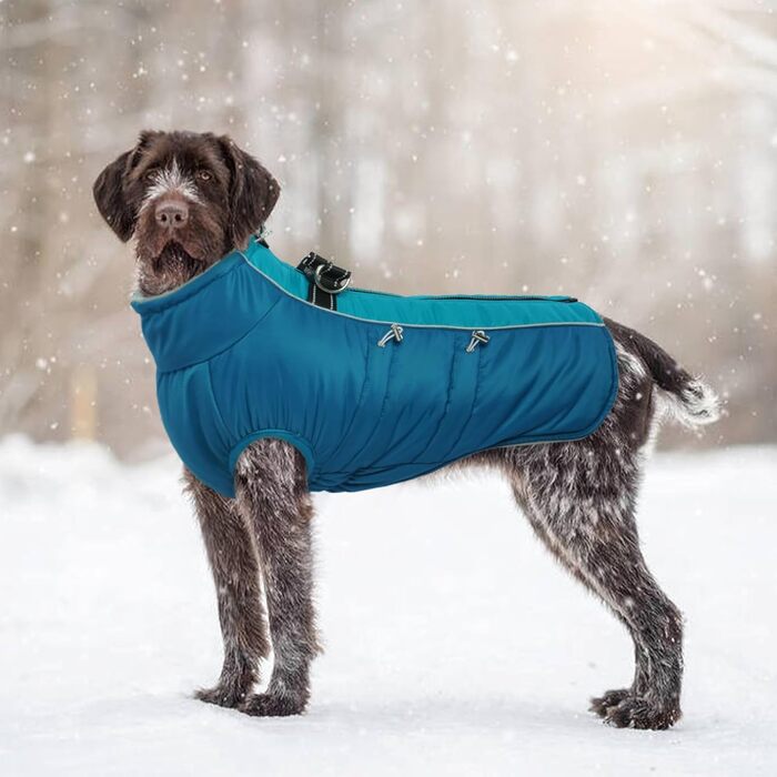 Водонепроникний теплий зимовий одяг для собак - куртка-манжетка з отвором для шлейки, камуфляж Olive Drab (3XL)