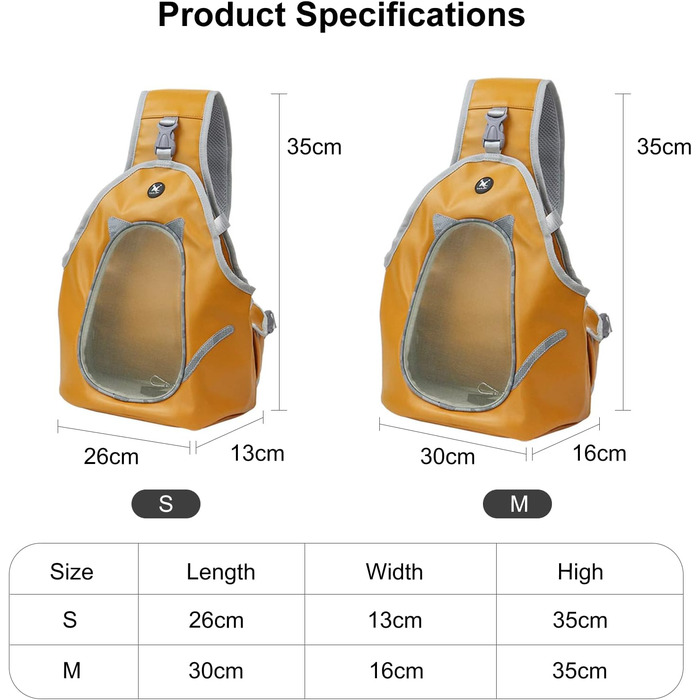 PETCUTE Сумка-переноска для собак та котів, складна, для маленьких тварин, з ременем безпеки, для прогулянок на вулиці (M, помаранчевий+коричневий)