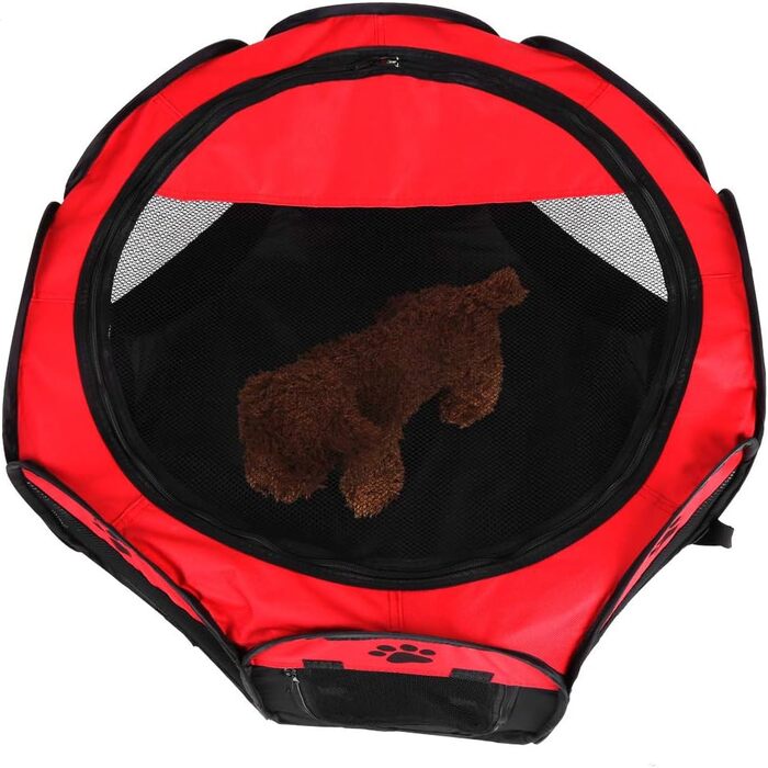 Переносне вольєр для тварин, 8-панельне, для собак, котів, кроликів та інших дрібних тварин, 68x45 см (Червоний)