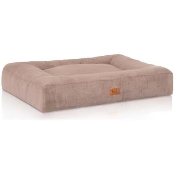 Ортопедичне собаче ліжко Knuffelwuff Sofia з м'якого велюру, 100 x 80 см. Знімний, пральний чохол. Для великих, середніх та маленьких собак (Бежевий)