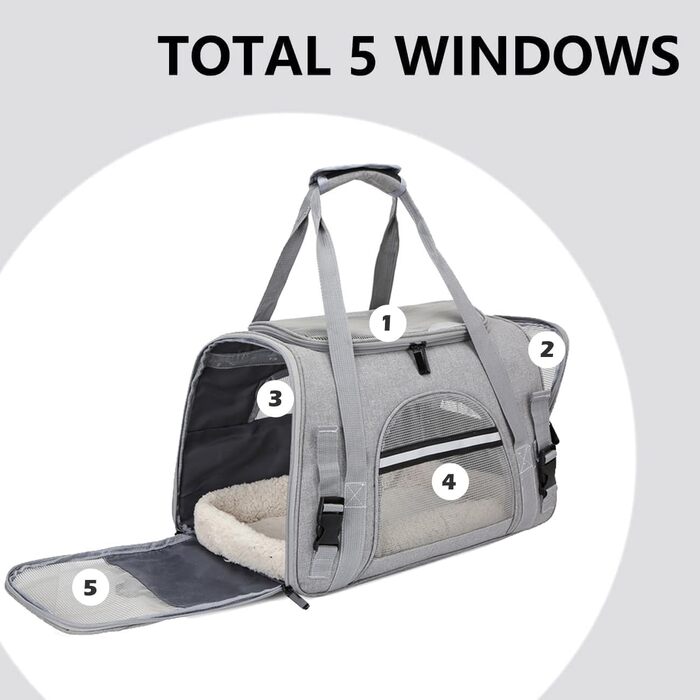 Транспортна переноска для собак та котів, складна, з м'якою підстилкою (сіра)