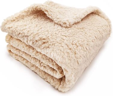 М'яка тепла флісова ковдра для собак та котів 100x120 см, машинного прання, бежева