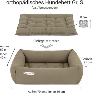 Ортопедичне ліжко для собак Doctor Bark - зручне та гігієнічне, 70x60 см, золото-коричневе (S)