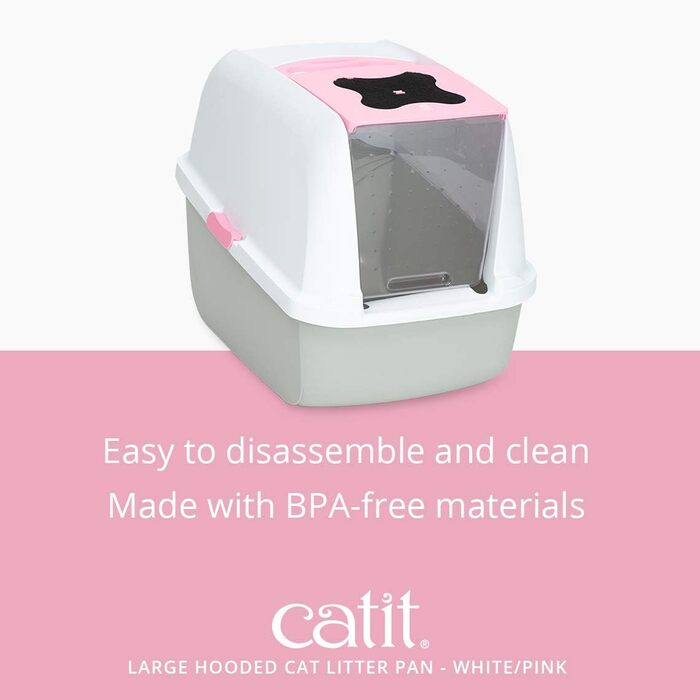 Туалет для котів Catit 50700 з кришкою, 43x57x50 см, білий/сірий/рожевий