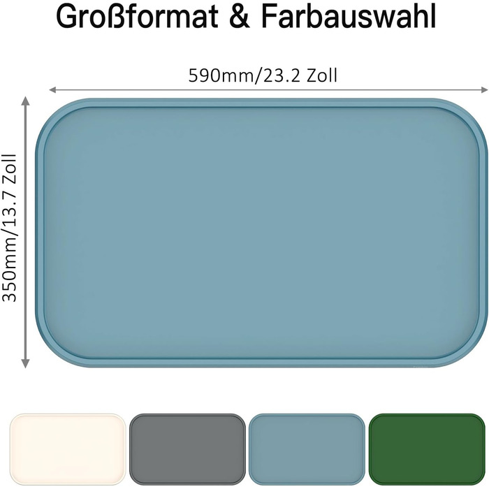 Підкладка під миску для котів та собак, силіконова, товста, з бортиками, велика (блакитна)