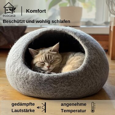 Кігтеточка-будиночок для котів XL, з вовни Romney, сірого кольору