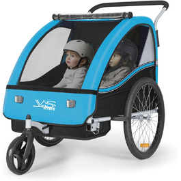 Дитячий причіп Tiggo VS 2 в 1 для велосипеда з функцією коляски та бегуном, блакитний