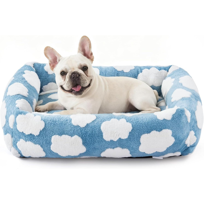 Ортопедичне ліжко для собак JOEJOY XL, прямокутне, миється, знімний чохол на блискавці, м'яке, заспокійливе, для цуценят, з жакардовим плюшем, неслизьке дно, розмір XL (107x91x23 см) (Блакитний, S (63x53x18 см))