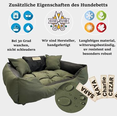 Крісло-лежанка для собак великих порід King Dog, 100 x 75 см, зелене, з можливістю персоналізації, водонепроникний матеріал, силіконова наповнювач