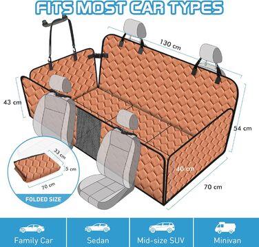 Водонепроникний килимок для собак у машину, XXL, помаранчевий - захист заднього сидіння