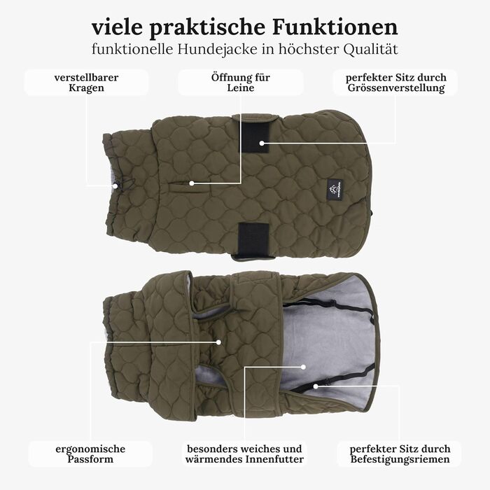 Водонепроникний теплий дощовик для собак Wanderpfote – стильний дощовик для маленьких та середніх собак (зелений, M)