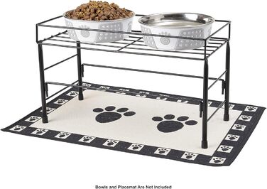 Станція для годування собак PetRageous Brady's з металевим каркасом, подвійна миска 22,9 см, для великих і дуже великих собак, 25,4×50,8×25,4 см, чорна