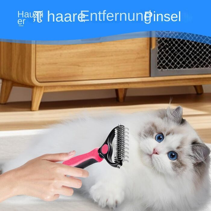 Щітка для видалення ковтунів для котів та собак, двостороння, для догляду за шерстю, для линяння, сталевий гребінь